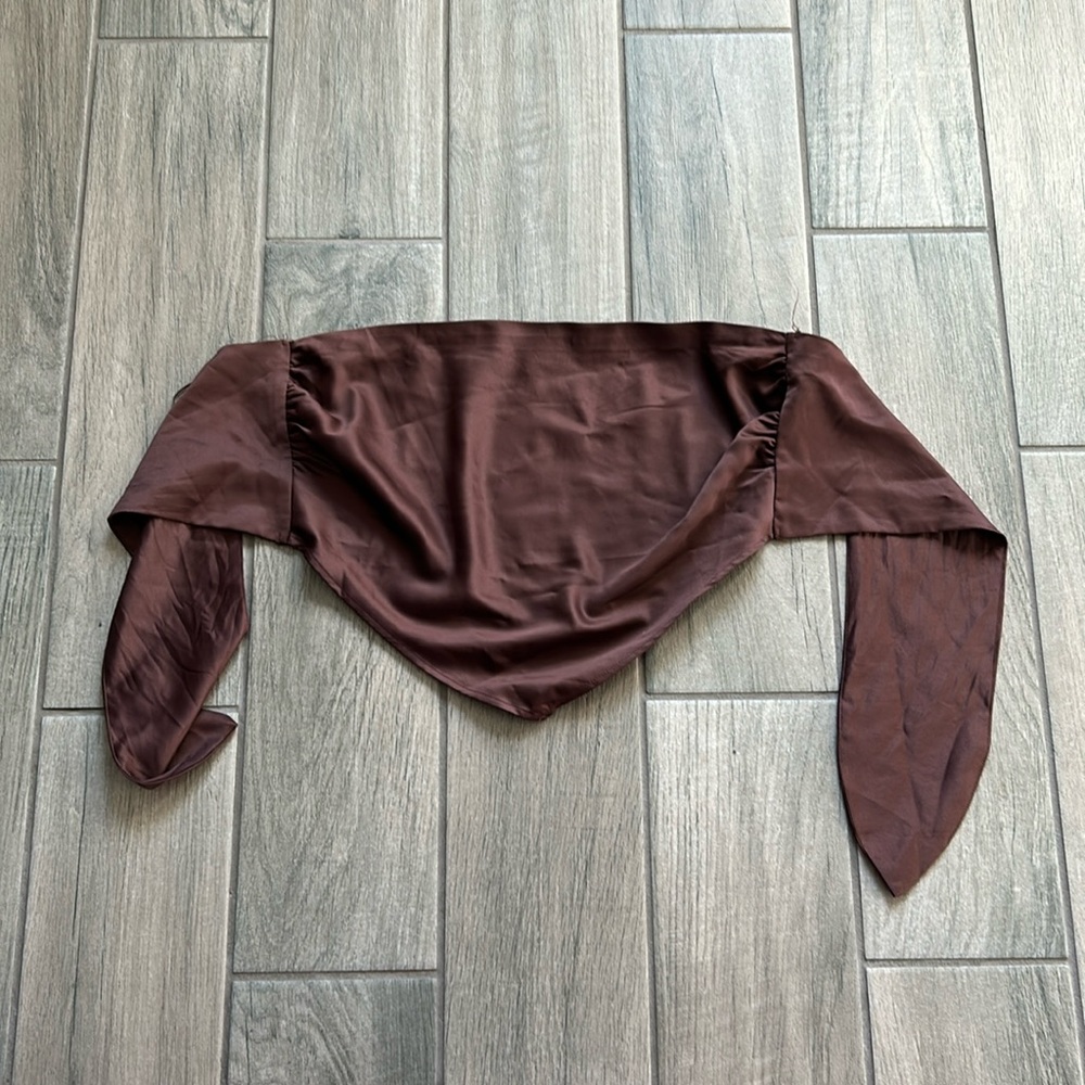 Dynamite Brown Satin Scarf Top